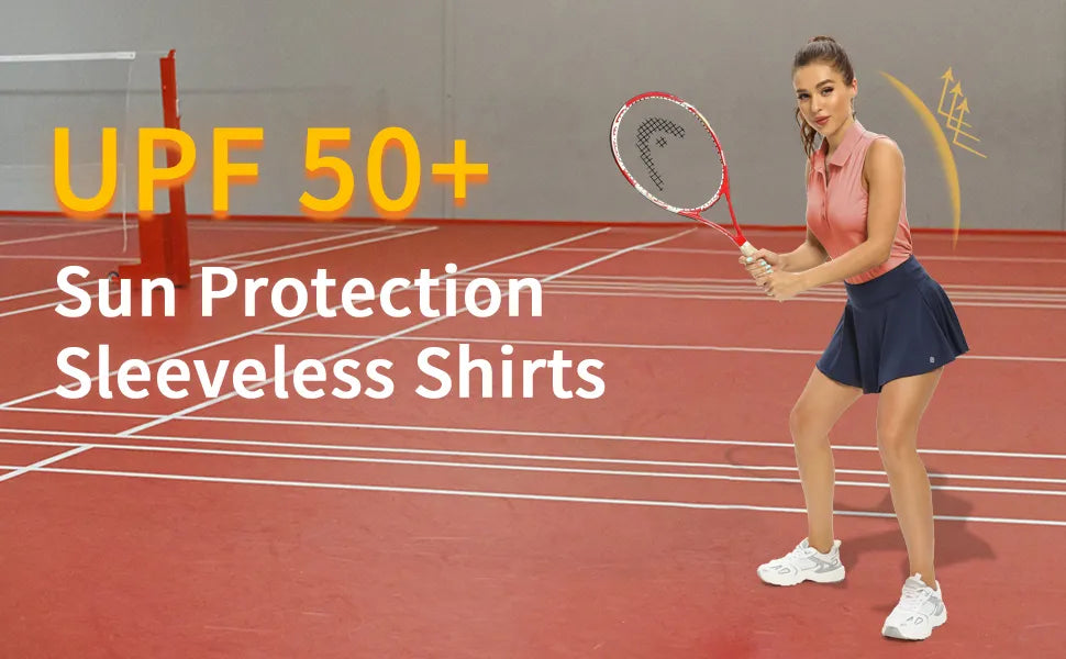 Womens UPF 50+ Golf Sleeveless Collared Polo Shirts Quick Dry Athletic