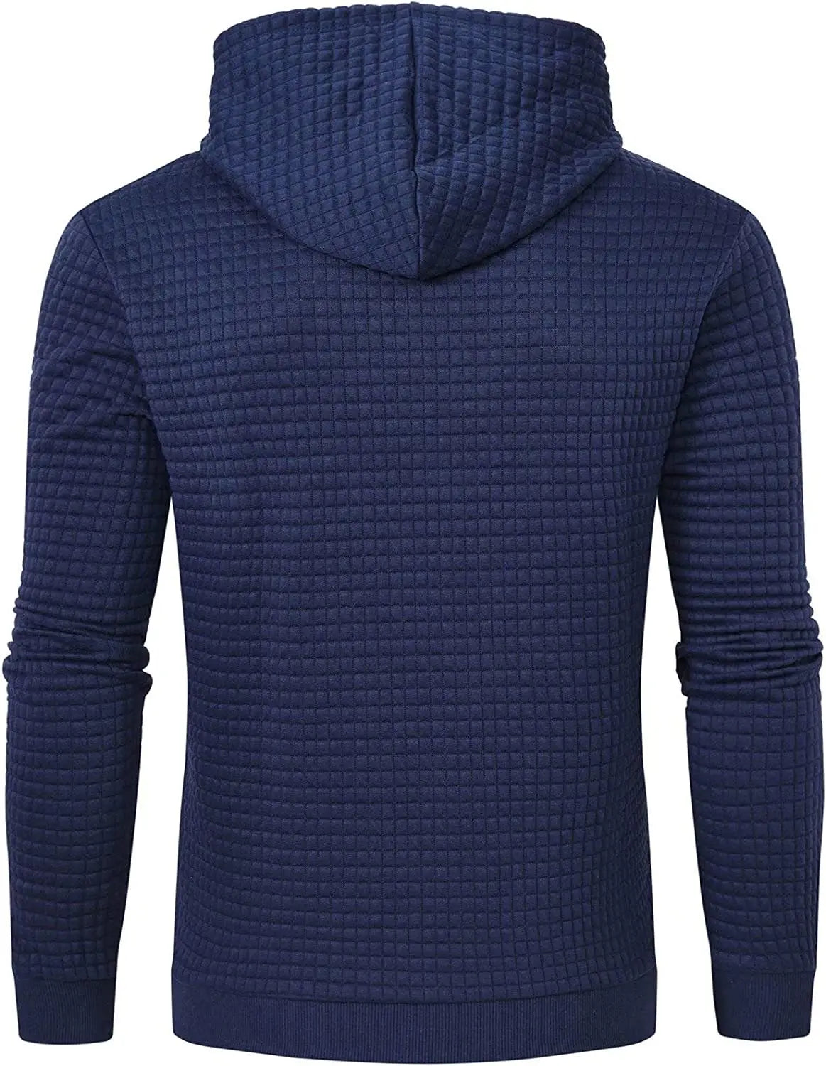 2023 Men Hoodies Long Sleeve Plaid Jacquard Pullover Drawstring Solid Tracksuit Casual Hooded Sweatshirts Streetwear Clothing