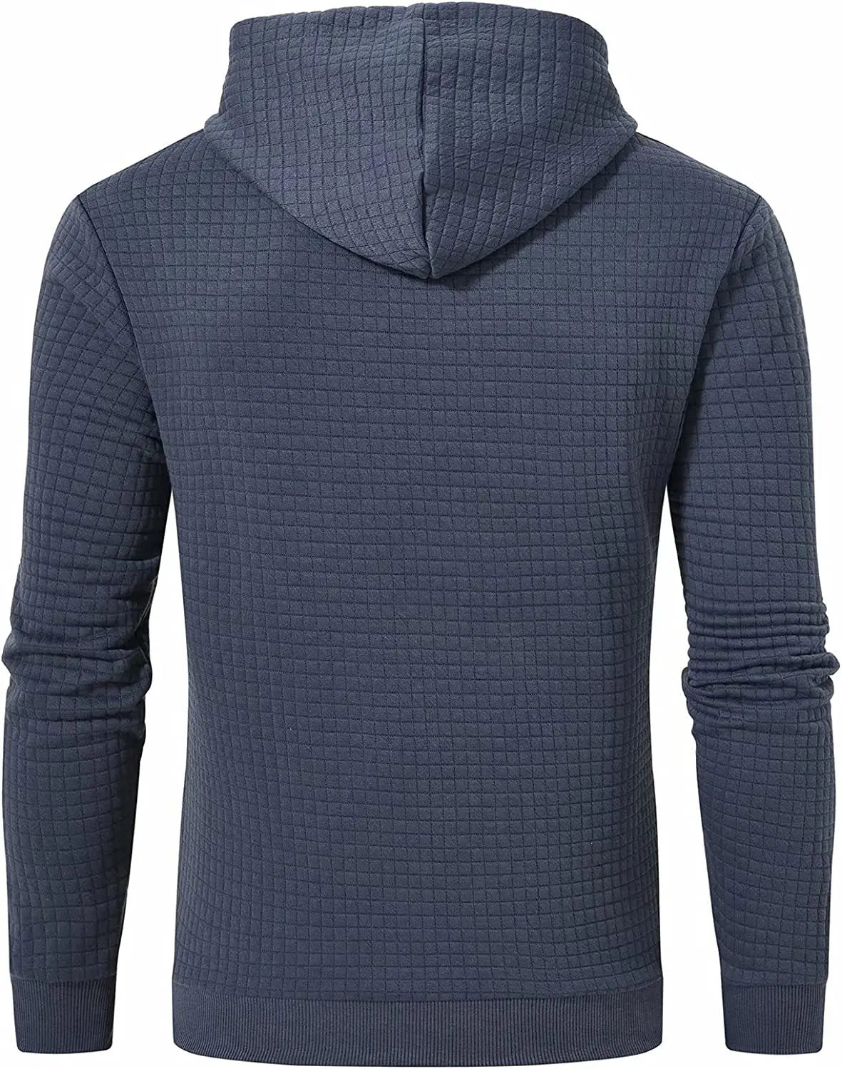 2023 Men Hoodies Long Sleeve Plaid Jacquard Pullover Drawstring Solid Tracksuit Casual Hooded Sweatshirts Streetwear Clothing