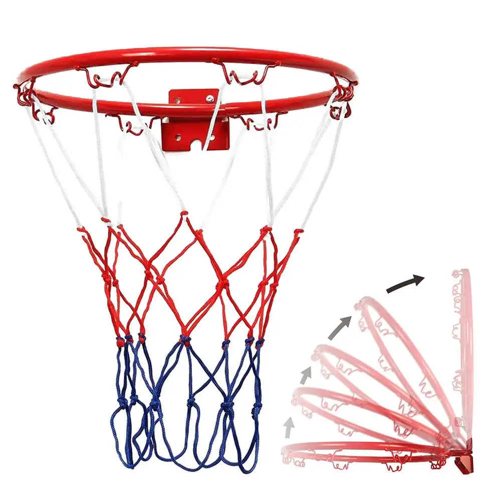 Wall Mounted Basketball Hoop Netting Metal Rim W/ Screws Indoor Outdoor Sport