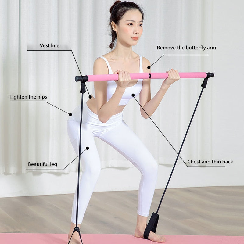 Fitness Yoga Pilates Bar Resistance Bands For Home