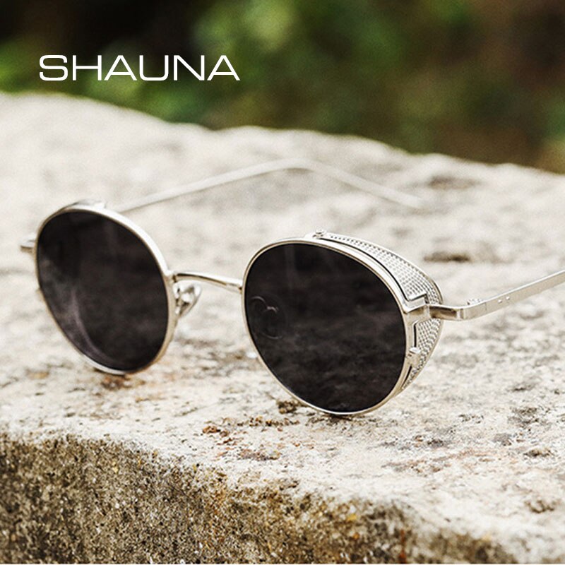 SHAUNA UNISEX Retro Metal Punk Sunglasses