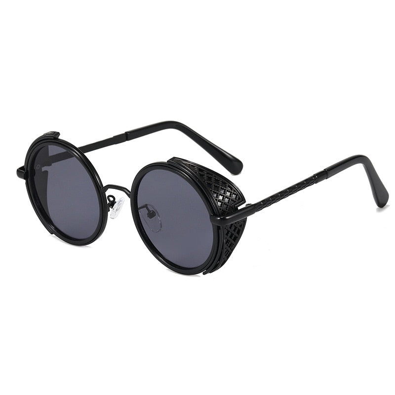 SHAUNA UNISEX Retro Round Steampunk Vintage Sunglasses