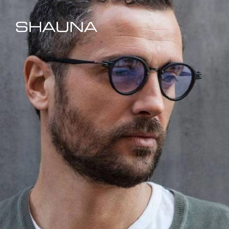 SHAUNA Anti Blue Light Retro Punk Styles Round Optical Glasses Frames