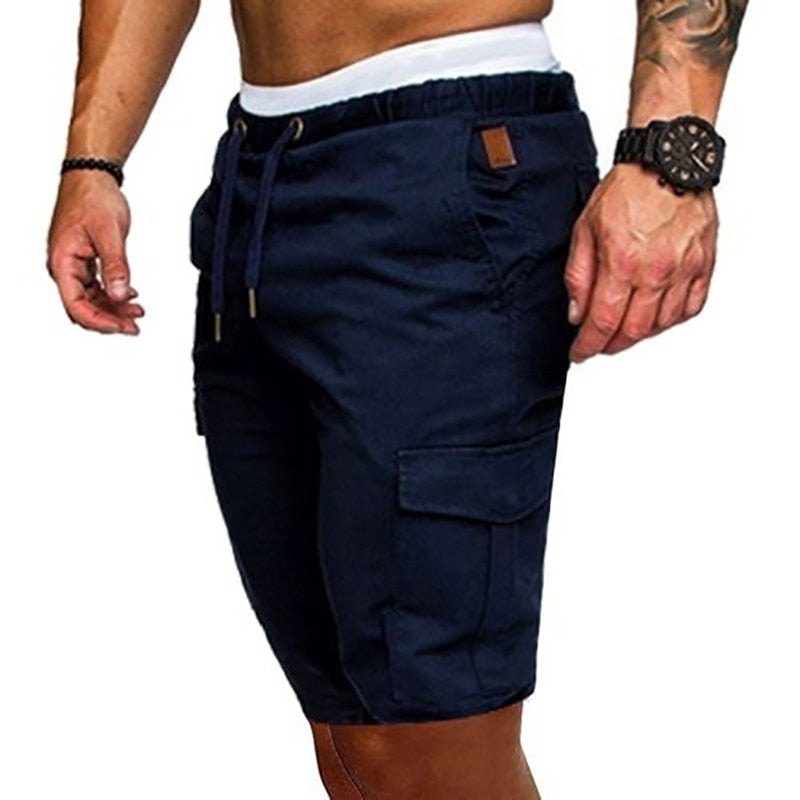 Mens Cargo Shorts Pants Casual Summer Beach Sport Gym Trousers Plain Running Workout Elastic Shorts