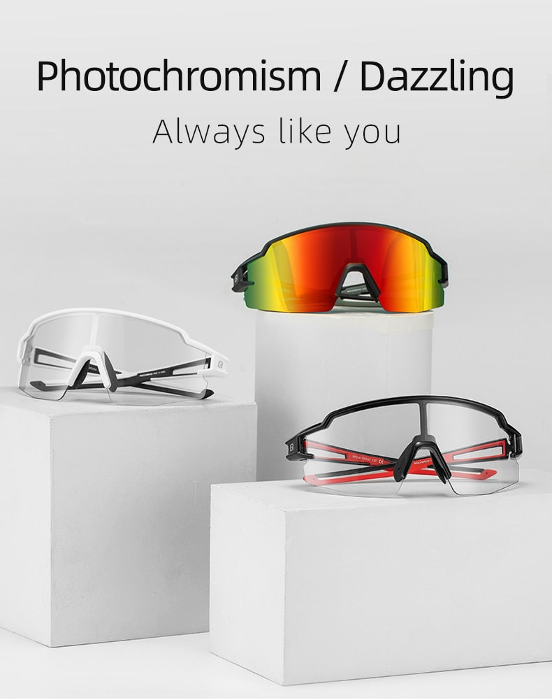 ROCKBROS UNISEX Photochromic Cycling Glasses Polarized Built-in Myopia Frame