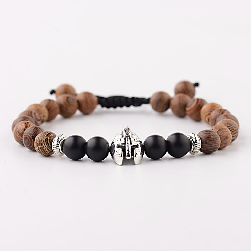 Men Natural Wood Beads Cross Bracelets Onyx Meditation