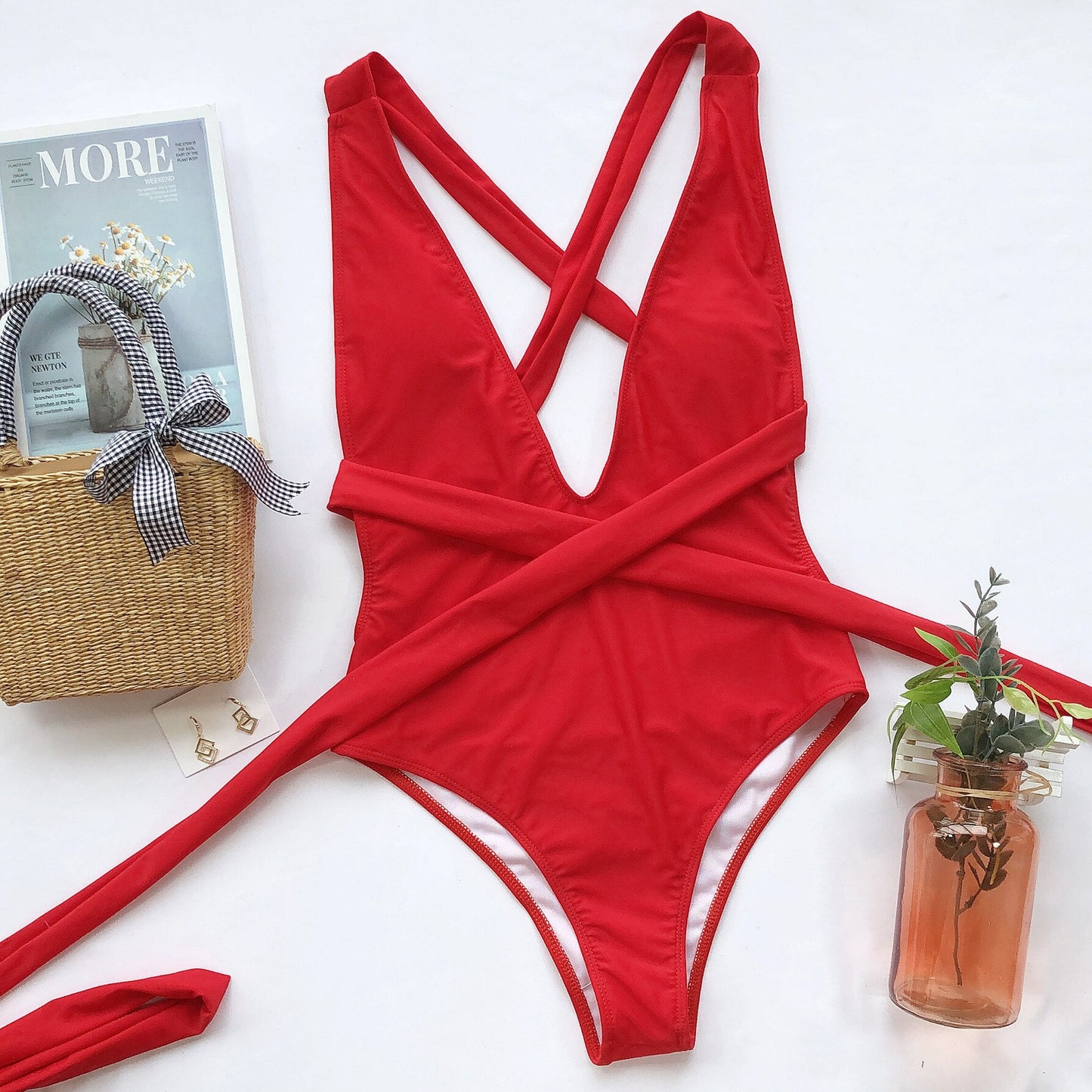 Womens Sexy Solid One Piece Swimsuit