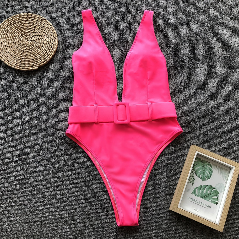 Womens Sexy Solid One Piece Swimsuit