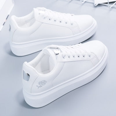 Womens Leather Vulcanize Sports Sneakers