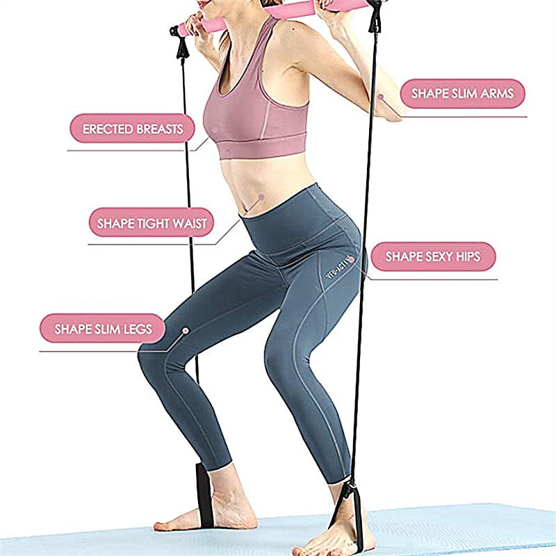 Fitness Yoga Pilates Bar Resistance Bands For Home