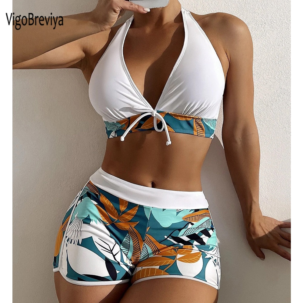VigoBreviya 2023 Print Tied Halter and Shorts Swimwear
